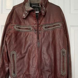Oxblood red faux leather jacket